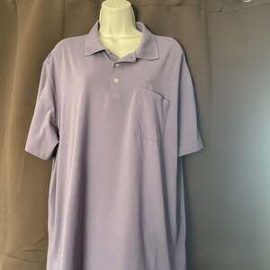 Mens Lavender Short Sleeve Polo Shirt, Pocket Front, Size Large - Casual Golf To